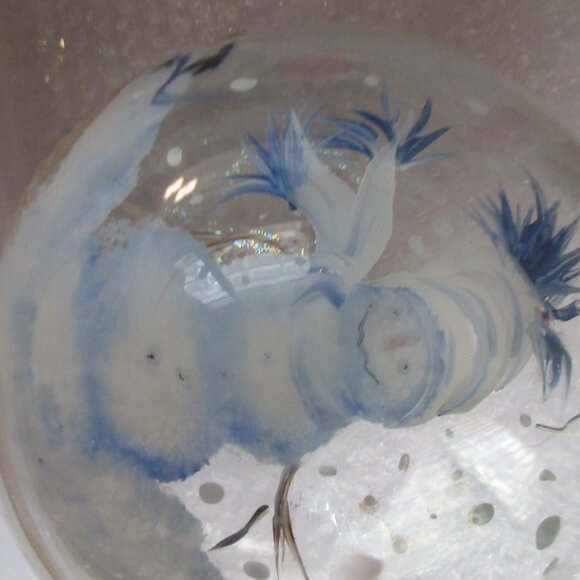 Jumbo G & B Hand Painted Snowman Clear Glass Christmas Ornament Ball 4" - Picture 7 of 12